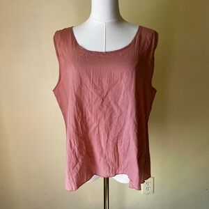 Lee Andersen Victorian Spring Voile Shell Tank Top Large Pink 100%‎ Cotton NWT